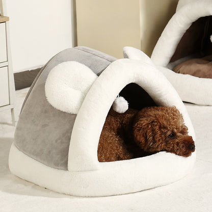 Cozy Self-Warming Cat Hut Sleeping Bed