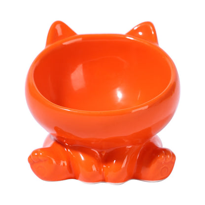 Pet Dogs And Cats Bevel Ceramic Neck Bowl